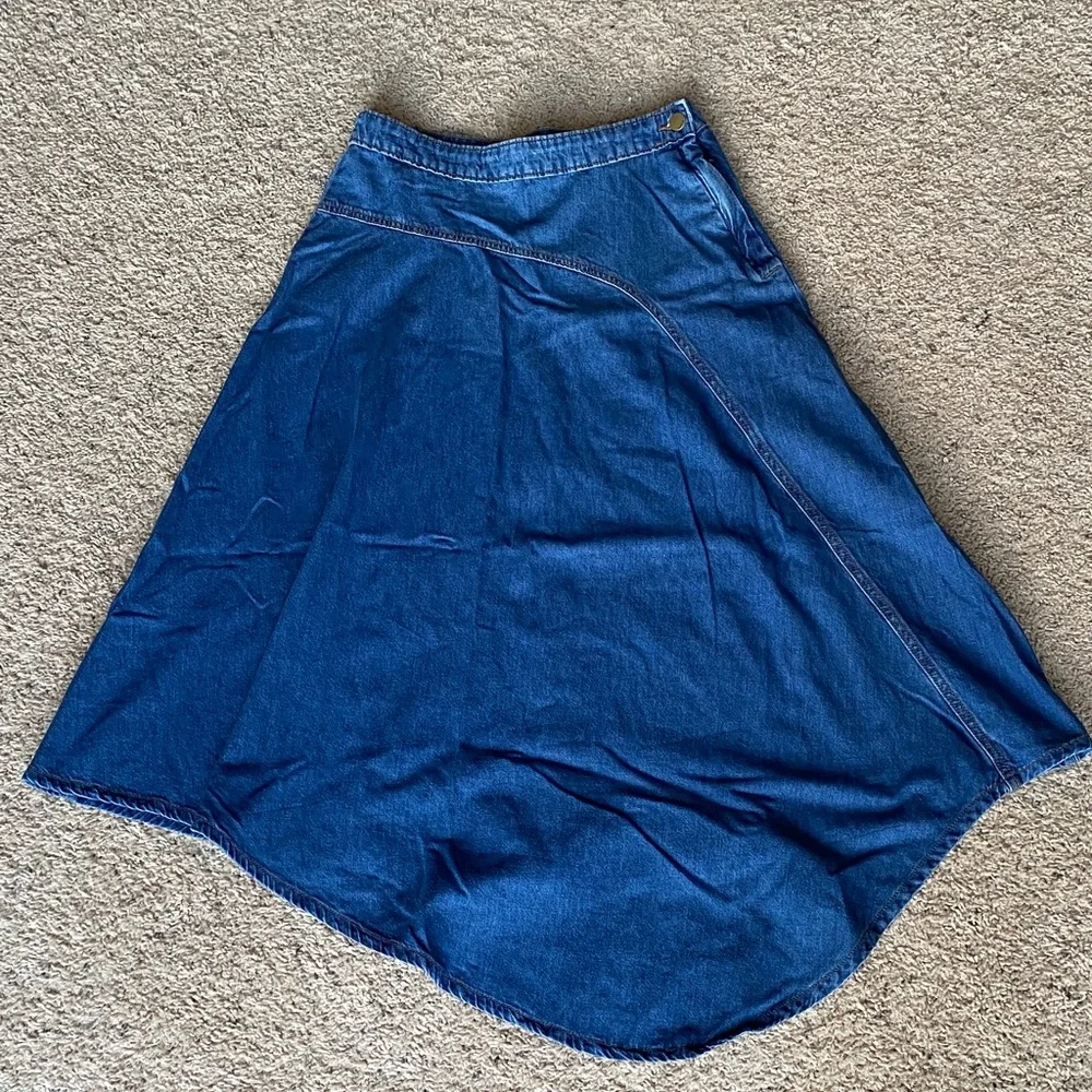 a.n.a Asymmetrical Denim Skirt - Blue - Picture 1 of 8